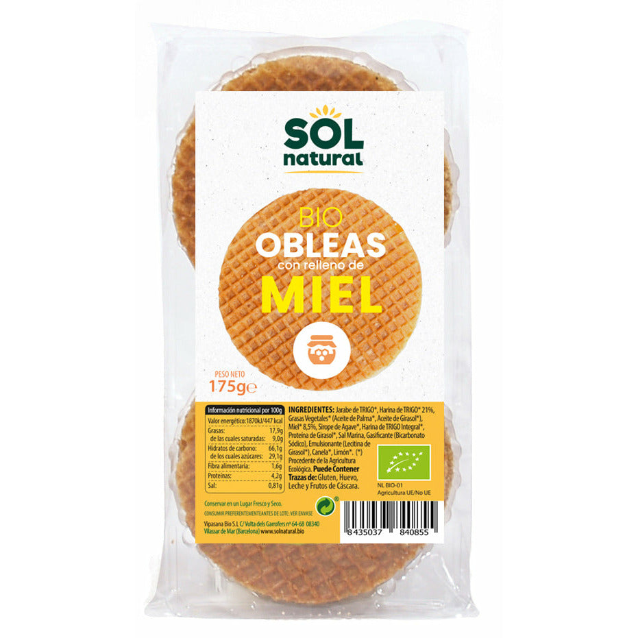 Obleas Con Miel Bio 175 gr | Sol Natural - Dietetica Ferrer