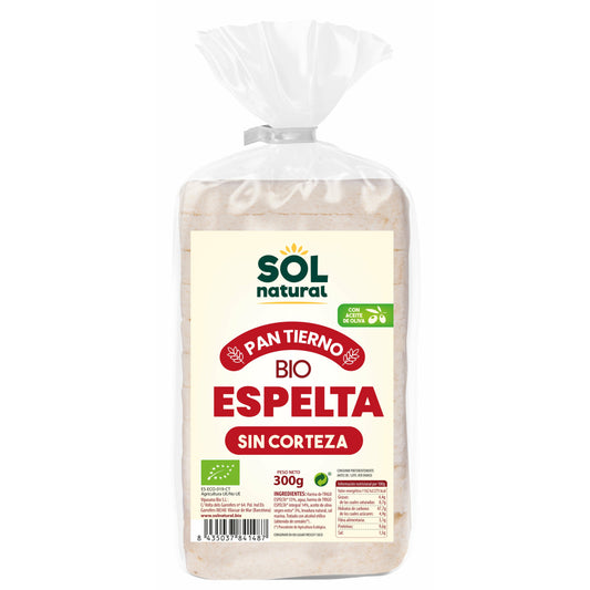 Pan Tierno de Espelta sin Corteza Bio 300 gr | Sol Natural - Dietetica Ferrer
