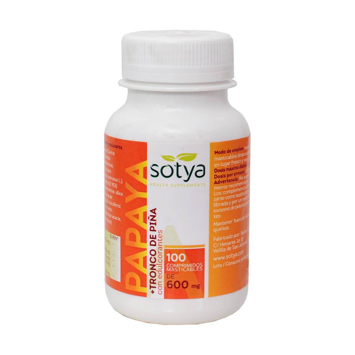 Papaya 100 Comprimidos | Sotya - Dietetica Ferrer