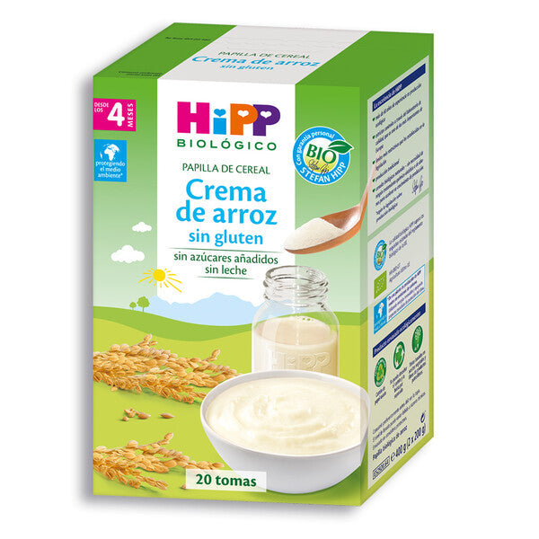 Papilla de crema de arroz sin gluten 200 gr | HIPP - Dietetica Ferrer