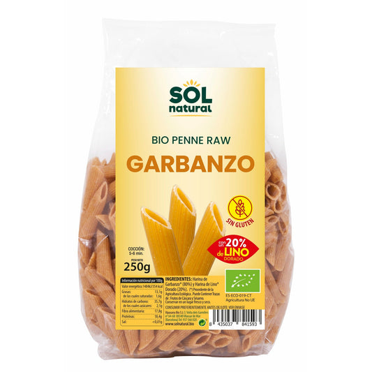 Penne de Garbanzo y Lino Bio 250 gr | Sol Natural - Dietetica Ferrer