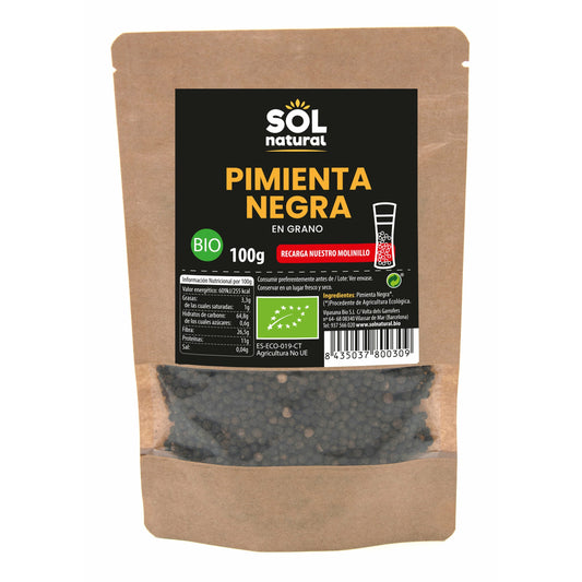 Pimienta Negra en Grano Bio 100 gr | Sol Natural - Dietetica Ferrer