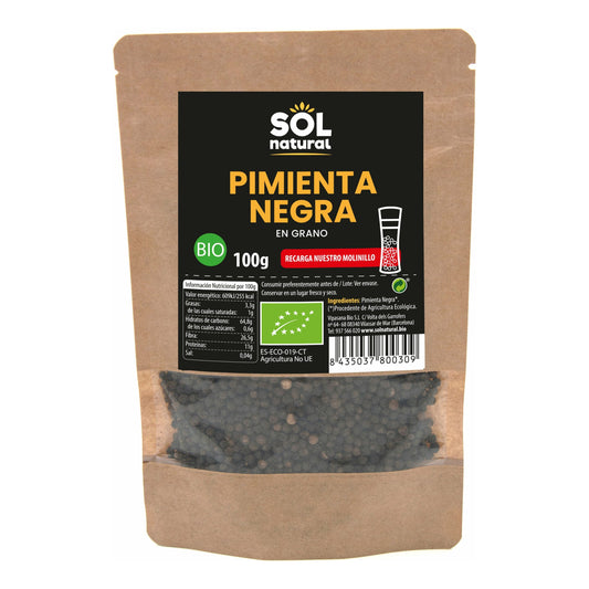 Pimienta Negra en Grano Bio 100 gr | Sol Natural - Dietetica Ferrer