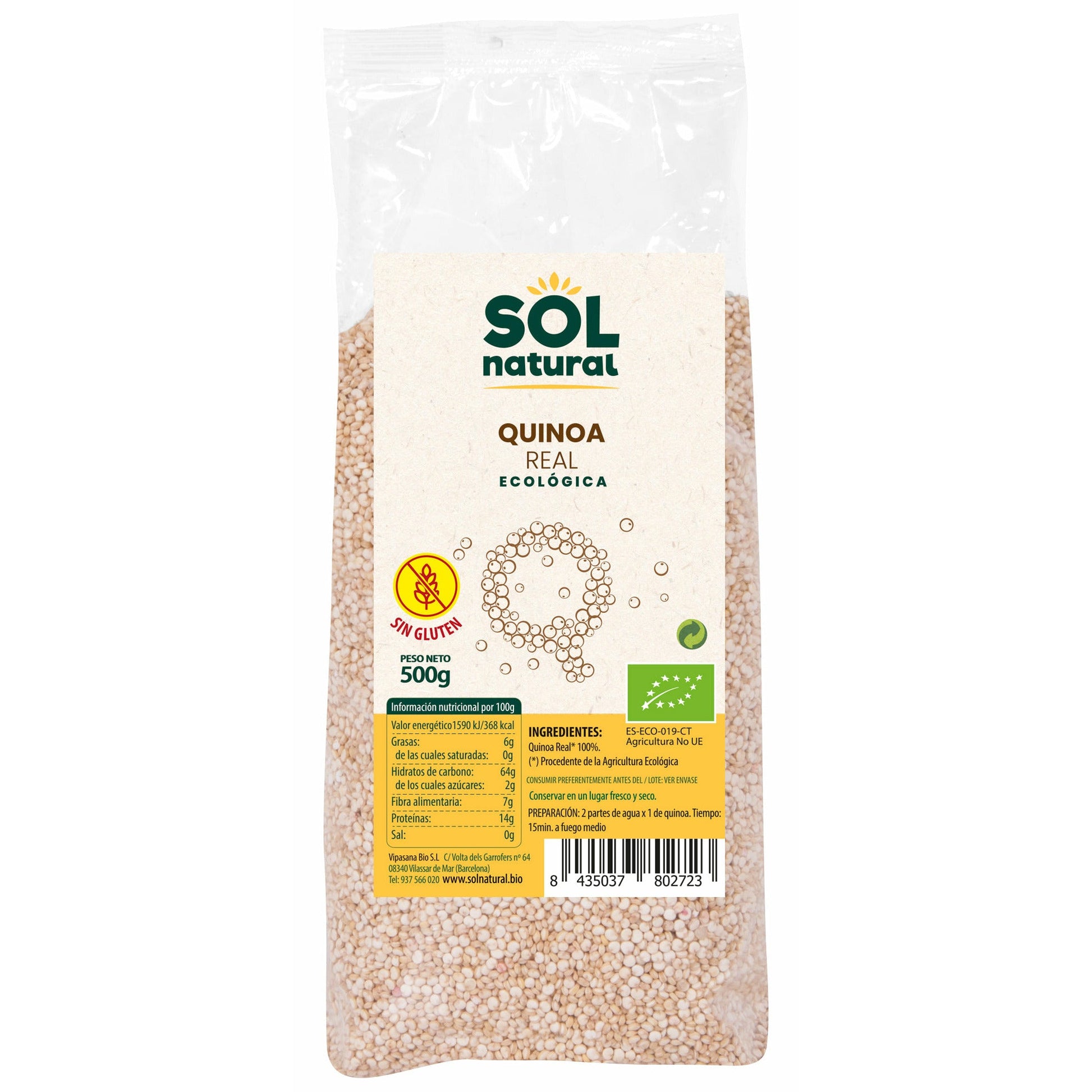 Quinoa Real sin Gluten Bio 500 gr | Sol Natural - Dietetica Ferrer