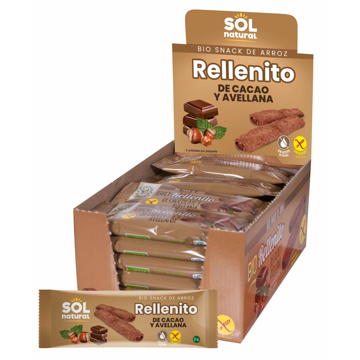 Rellenito Chocolate y Avellanas Bio Sin Gluten 24 Unidades | Sol Natural - Dietetica Ferrer