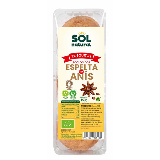 Rosquitos de Espelta con Anis Bio 150 gr | Sol Natural - Dietetica Ferrer