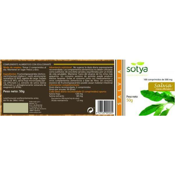 Salvia 100 Comprimidos | Sotya - Dietetica Ferrer