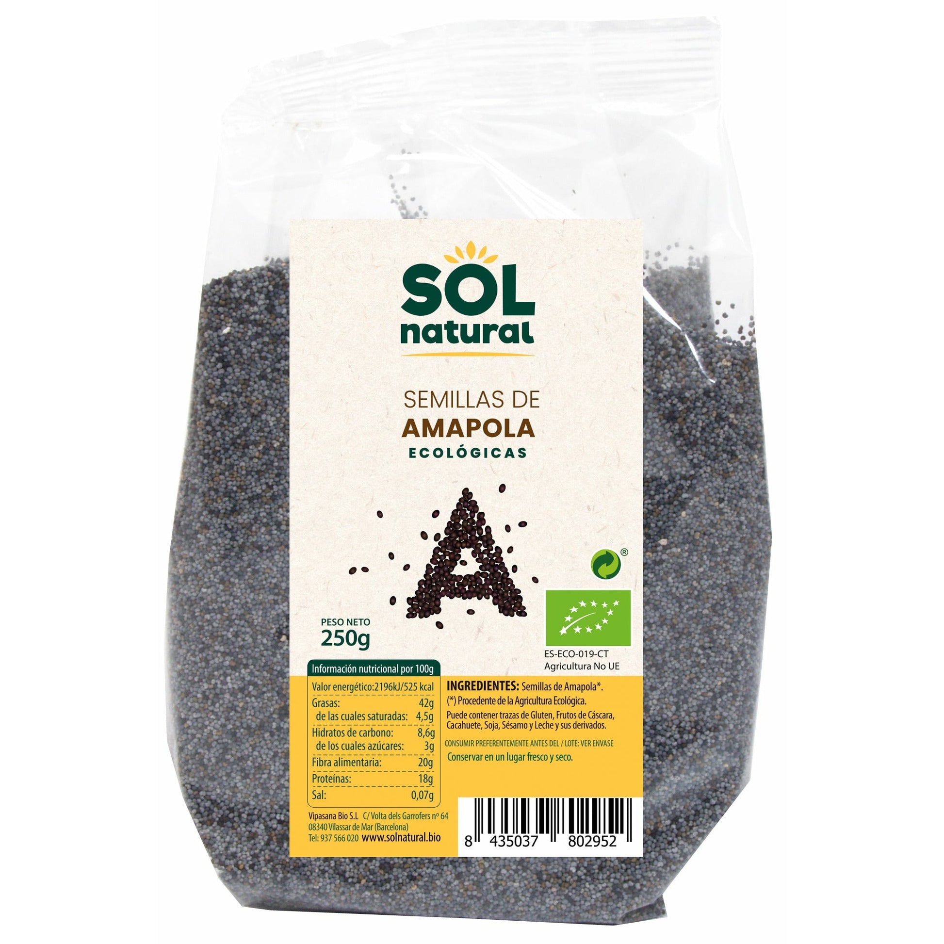 Semillas de Amapola Bio 250 gr | Sol Natural - Dietetica Ferrer