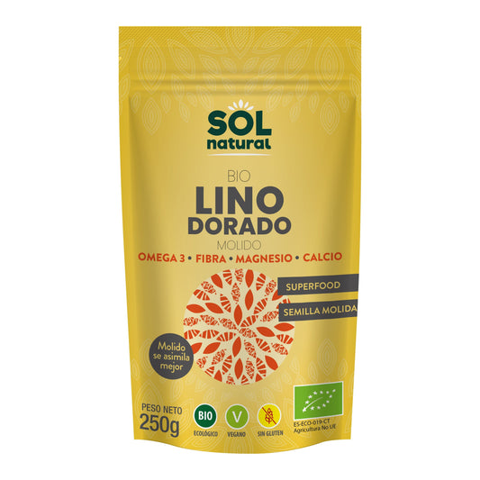 Semillas de Lino Doradas Trituradas Bio 250 gr | Sol Natural - Dietetica Ferrer