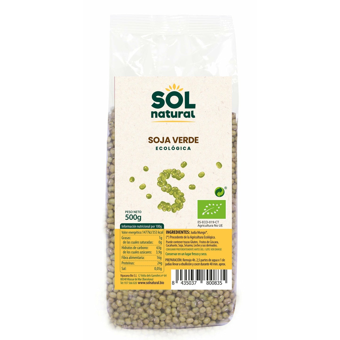 Soja Verde Bio 500 gr | Sol Natural - Dietetica Ferrer