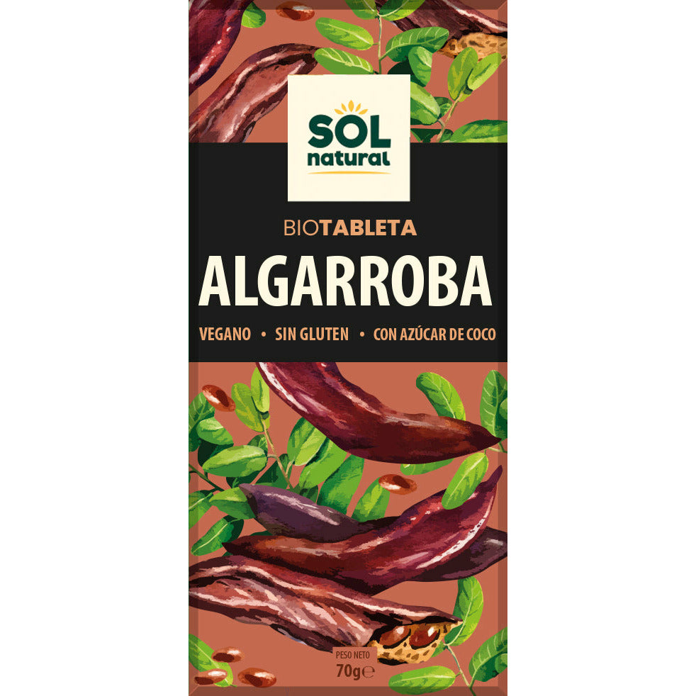 Tableta de Algarroba Bio 70 gr | Sol Natural - Dietetica Ferrer
