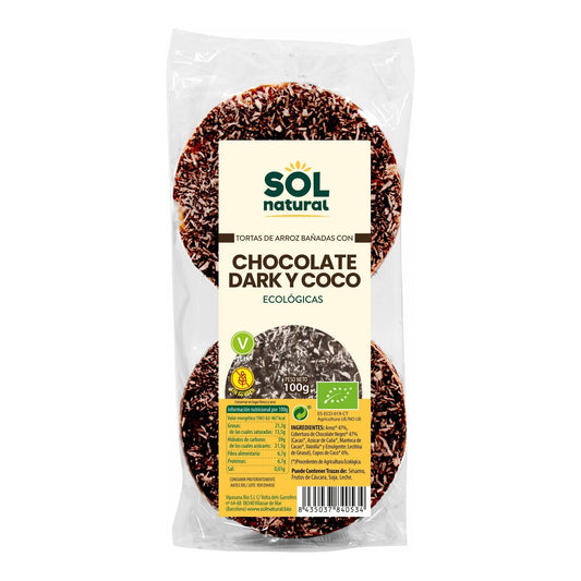 Tortas de Arroz Bañadas Con Chocolate Con Coco Bio 6 Unidades | Sol Natural - Dietetica Ferrer