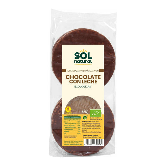 Tortas de Arroz Bañadas Con Chocolate Con Leche Bio 6 Unidades | Sol Natural - Dietetica Ferrer