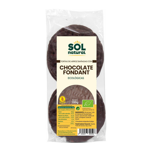 Tortas de Arroz Bañadas Con Chocolate Fondant Bio 6 Unidades | Sol Natural - Dietetica Ferrer