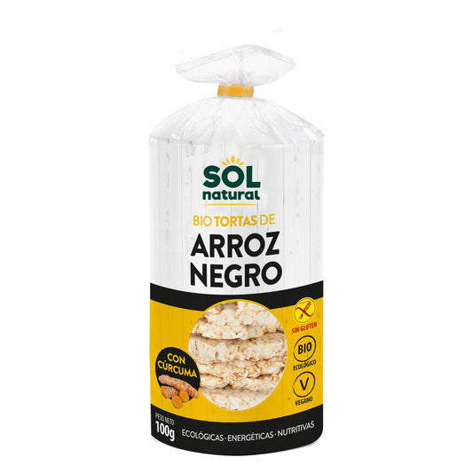 Tortas de Arroz Negro y Curcuma Bio 100 gr | Sol Natural - Dietetica Ferrer