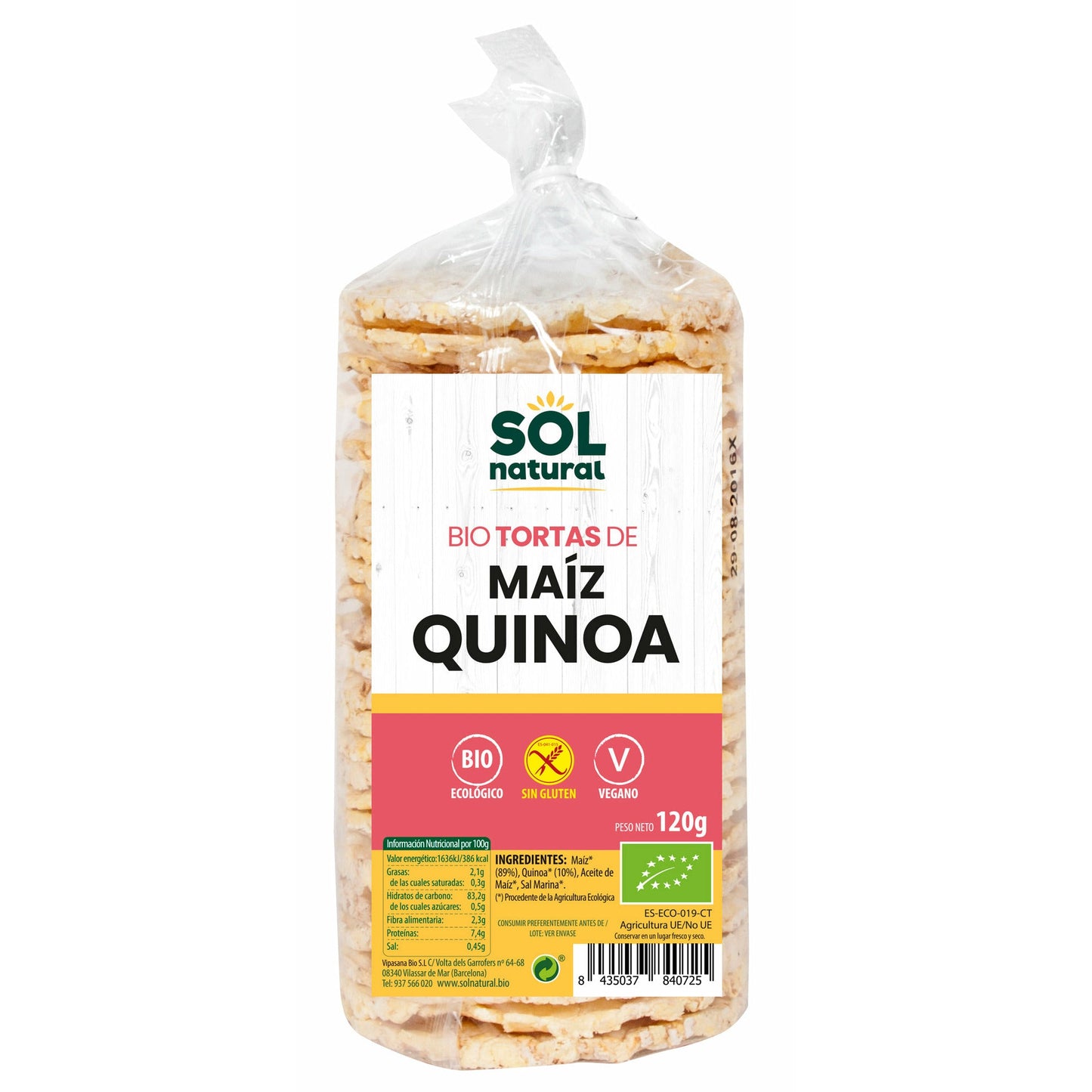 Tortas de Maiz Con Quinoa Bio 120 gr | Sol Natural - Dietetica Ferrer