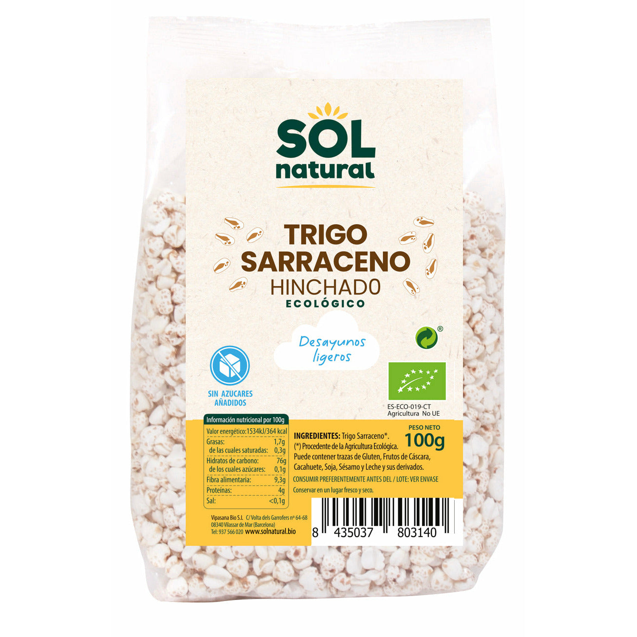 Trigo Sarraceno Hinchado Bio 100 gr | Sol Natural - Dietetica Ferrer