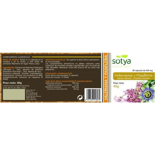 Valeriana con Pasiflora 90 Capsulas | Sotya - Dietetica Ferrer