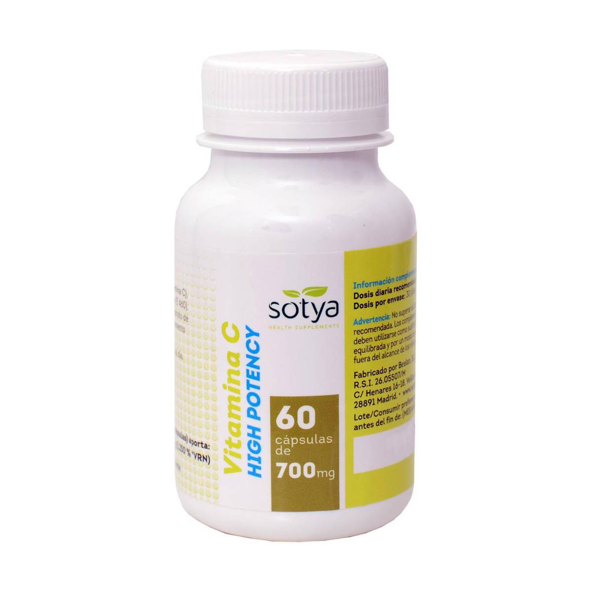 Vitamin C High Potency 700 mg 60 Capsulas | Sotya - Dietetica Ferrer