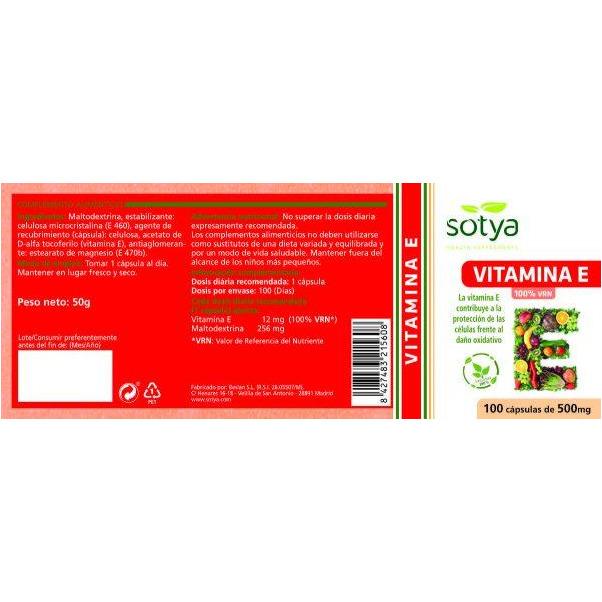 Vitamina E 100% CDR 550 mg 100 Capsulas | Sotya - Dietetica Ferrer