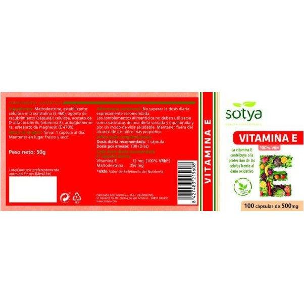 Vitamina E 100% CDR 550 mg 100 Capsulas | Sotya - Dietetica Ferrer