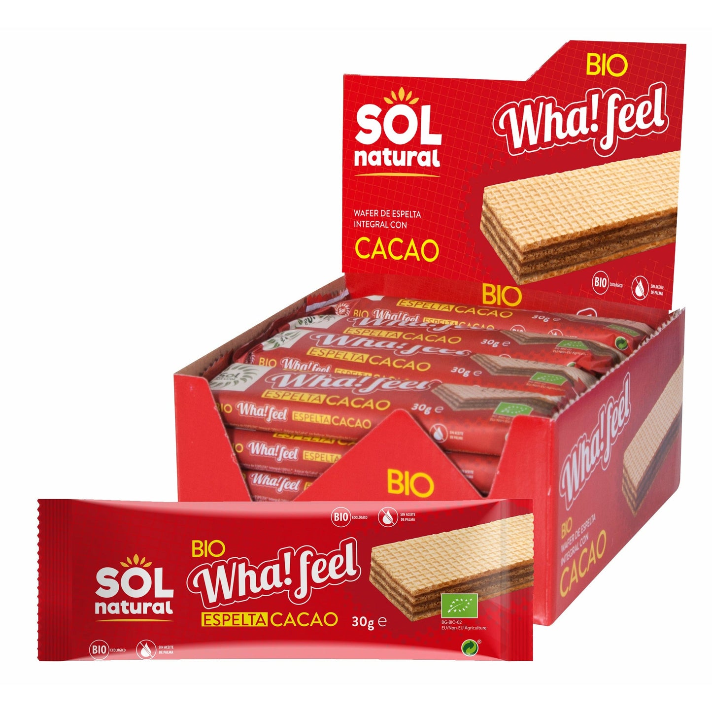 Wha! Feel Snack Espelta y Cacao Bio 20 Unidades | Sol Natural - Dietetica Ferrer