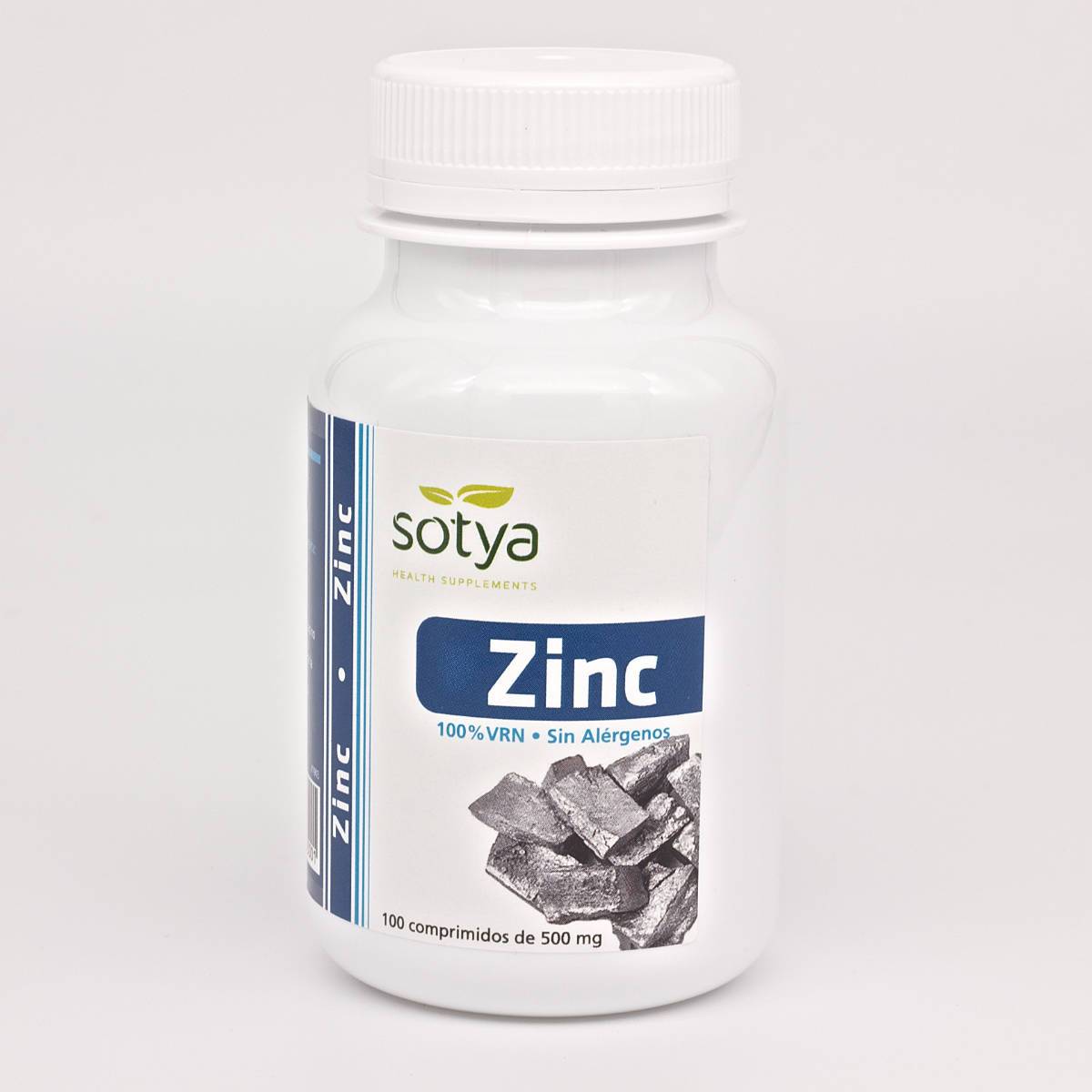 Zinc sin Gluten 500 mg 100 Comprimidos | Sotya - Dietetica Ferrer